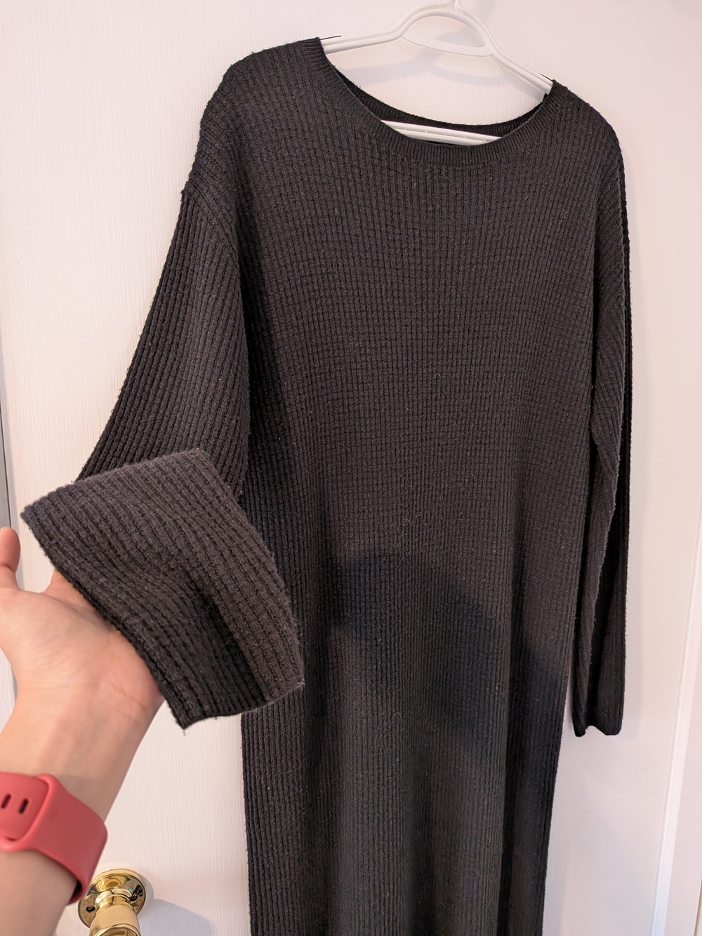 HATCH Maternity Marino Wool Waffle Knit Maxi Sweater Dress Black Size 1 / Small